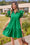 Wenrine Womens Green Ruffle Contrast Trim A Line Mini Dress