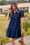 Wenrine Womens Navy Ruffle Contrast Trim A Line Mini Dress