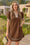 Wenrine Womens Brown V Neck Color Block Leopard Mini Dress