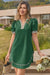 Wenrine Womens Army Green V Neck Color Block Leopard Mini Dress