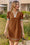 Wenrine Womens Caramel V Neck Color Block Leopard Mini Dress