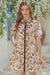Wenrine Womens Brown Floral Button Down Shirt Dress