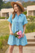 Wenrine Womens Blue Striped Button Down Shirt Dress