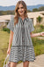 Wenrine Womens Black Striped Button Down Shirt Dress