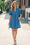 Wenrine Womens Blue Summer Puff Short Sleeve Mini Dress