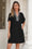 Wenrine Womens Black Dolman Leopard Tshirt Mini Dress