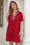 Wenrine Womens Red Dolman Leopard Tshirt Mini Dress