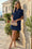 Wenrine Womens Navy Summer Ruffle V Neck Dress