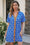 Wenrine Womens Blue Floral Puff Sleeve Oversized Dresses