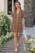 Wenrine Womens Brown Floral Puff Sleeve Oversized Dresses