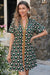 Wenrine Womens Black Floral Puff Sleeve Oversized Dresses