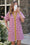 Wenrine Womens Burgundy Floral Puff Sleeve Oversized Dresses