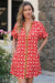 Wenrine Womens Red Floral Puff Sleeve Oversized Dresses
