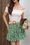Wenrine Womens Green Floral Ruffle High Waisted Skirt