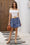 Wenrine Womens Navy Floral Ruffle High Waisted Skirt