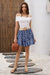 Wenrine Womens Navy Floral Ruffle High Waisted Skirt