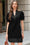 Wenrine Womens Black Puff Short Sleeve Color Block Mini Dress