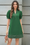 Wenrine Womens Green Puff Short Sleeve Color Block Mini Dress