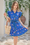 Wenrine Womens Blue Floral Flutter Sleeve Tie Waist Dress