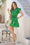 Wenrine Womens Green Floral Flutter Sleeve Tie Waist Dress