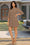 Wenrine Womens Brown 3/4 Lantern Sleeve Mini Dress