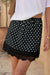 Wenrine Womens Black Lace Satin Polka Dot Skirt