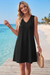 Wenrine Womens Black Casual V Neck Sleeveless Mini Dress