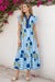 Wenrine Womens Blue Summer Cap Sleeve Floral Midi Dresses