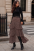 Wenrine Womens Dark Brown Mesh Maxi Skirts