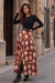 Wenrine Womens Burgundy Mesh Maxi Skirts