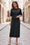 Wenrine Womens Black Sweater Midi Dress