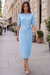 Wenrine Womens Sky Blue Sweater Midi Dress