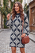 Wenrine Womens Navy Floral Sweater Dresses