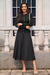 Wenrine Womens Black Textured A Line Dresses