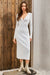 Wenrine Womens White Sweater Knot V Neck Bodycon Dresses