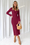 Wenrine Womens Burgundy Sweater Knot V Neck Bodycon Dresses