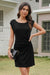 Wenrine Womens Black Mesh Cap Sleeve Mini Dress