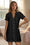 Wenrine Womens Black Short Sleeve Lace Mini Dress