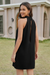 Wenrine Womens Black Halter Cutout Sleeveless Mini Dress
