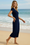 Wenrine Womens Blue Short Sleeve T-Shirt Dress