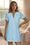 Wenrine Womens Blue Short Sleeve Lace Mini Dress