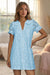 Wenrine Womens Blue Short Sleeve Lace Mini Dress