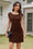 Wenrine Womens Brown Mesh Cap Sleeve Mini Dress