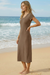 Wenrine Womens Brown Short Sleeve T-Shirt Dress