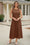 Wenrine Womens Brown Casual Sleeveless 2 Piece Skirt Sets