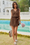 Wenrine Womens Brown V Neck Romper Skort Mini Dress