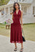 Wenrine Womens Burgundy Backless Formal Cocktail Maxi Dress