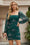 Wenrine Womens Dark Green Mesh Long Sleeve Mini Dress