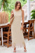 Wenrine Womens Khaki Crochet Knit Dress