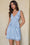 Wenrine Womens Light Blue Casual Satin Sleeveless Mini Dress